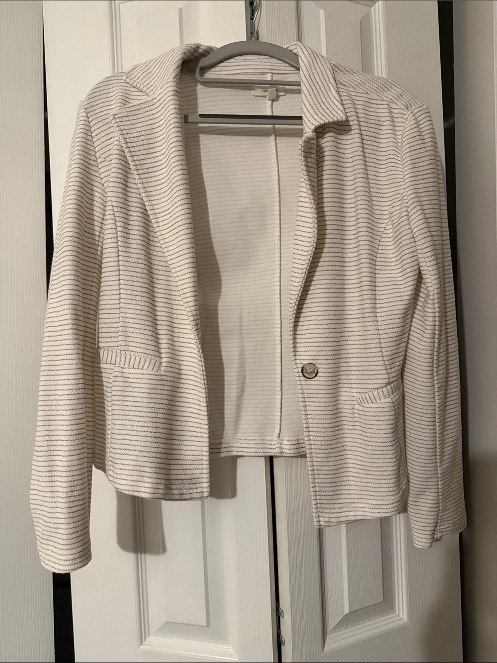 Maurices Cream Striped Knit Blazer Jacket